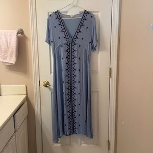 Blue Embroidered Dress